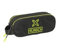 Safta MUNICH BEAT - Portatodo Doble Niño, Estuche Infantil, Estuche Niño, Ideal para Niños en Edad Escolar, Cómodo y Versátil, Calidad y Resistencia, 21x6x8 cm, Color Negro