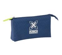 Safta Munich Blue Indigo - Portatodo Triple, Estuche Infantil, Estuche Niño, Ideal para Niños en Edad Escolar, Cómodo y Versátil, Calidad y Resistencia, 22x3x12 cm