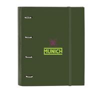 Safta MUNICH BRIGHT KHAKI - Carpeta 4 Anillas de 35 cm con 100 Hojas A4, Ideal para Niños de Diferentes Edades, Cómoda y Versátil, Calidad y Resistencia, 27x3.5x32 cm, Color Caqui