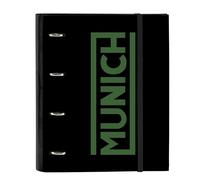 Safta MUNICH CAVIAR - Carpeta 4 Anillas de 35 cm con 100 Hojas A4, Ideal para Niños de Diferentes Edades, Cómoda y Versátil, Calidad y Resistencia, 27x3.5x32 cm, Color Negro