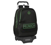 Safta MUNICH CAVIAR - Mochila Escolar con Carro, Ideal para Niños de Diferentes Edades, Cómoda y Versátil, Calidad y Resistencia, 33x15x43 cm, Color Negro