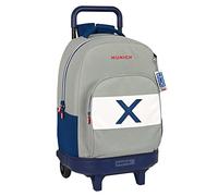 Safta MUNICH College - Mochila Grande con Ruedas, Compacta, Extraíble, Ideal para Niños de Diferentes Edades, Cómoda y Versátil, Calidad y Resistencia, 33x22x45 cm, Color Gris