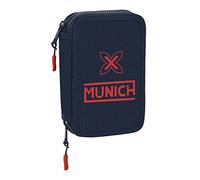 Safta MUNICH - Estuche Escolar Niño, Estuche con Colores, con 28 Útiles Incluidos, Ideal para Niños de 5 a 14 Años, Cómodo y Versátil, Calidad y Resistencia, 12.5x4x19.5 cm, Color Azul marino