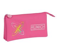 Safta MUNICH FRESA - Portatodo Triple, Estuche Infantil, Estuche Niño, Ideal para Niños en Edad Escolar, Cómodo y Versátil, Calidad y Resistencia, 22x3x12 cm, Color