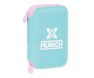 SAFTA Munich Heaven - Estuche Escolar Niño, Estuche con Colores, con 28 Útiles Incluidos, Ideal para Niños de 5 a 14 Años, Cómodo y Versátil, Calidad y Resistencia, 12.5x4x19.5 cm, Color Celeste