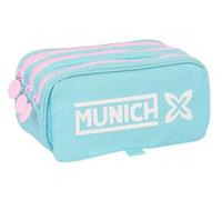 SAFTA Munich Heaven - Portatodo Triple Big, Estuche Infantil, Estuche Niño, Ideal para Niños en Edad Escolar, Cómodo y Versátil, Calidad y Resistencia, 21.5x8x10 cm, Color Celeste