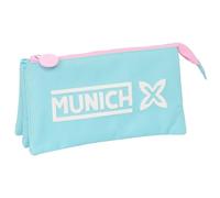 Safta MUNICH HEAVEN - Portatodo Triple, Estuche Infantil, Estuche Niño, Ideal para Niños en Edad Escolar, Cómodo y Versátil, Calidad y Resistencia, 22x3x12 cm, Color Celeste