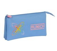 Safta MUNICH LAVANDA - Portatodo Triple, Estuche Infantil, Estuche Niño, Ideal para Niños en Edad Escolar, Cómodo y Versátil, Calidad y Resistencia, 22x3x12 cm, Color