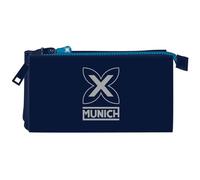 Safta Munich Nautic - Portatodo Triple, Estuche Infantil, Estuche Niño, Ideal para Niños en Edad Escolar, Cómodo y Versátil, Calidad y Resistencia, 22x3x12 cm, Color Azul Marino