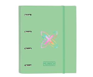 Safta MUNICH PISTACHO - Carpeta 4 Anillas de 35 cm con 100 Hojas A4, Ideal para Niños de Diferentes Edades, Cómoda y Versátil, Calidad y Resistencia, 27x3.5x32 cm, Color