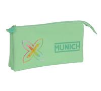 Safta MUNICH PISTACHO - Portatodo Triple, Estuche Infantil, Estuche Niño, Ideal para Niños en Edad Escolar, Cómodo y Versátil, Calidad y Resistencia, 22x3x12 cm, Color