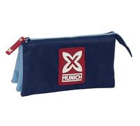 Safta Munich Royal - Portatodo Triple, Estuche Infantil, Estuche Niño, Ideal para Niños en Edad Escolar, Cómodo y Versátil, Calidad y Resistencia, 22x3x12 cm, Color Azul