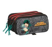 Safta MY Hero Academia - Portatodo Triple Big, Estuche Infantil, Estuche Niño, Ideal para Niños en Edad Escolar, Cómodo y Versátil, Calidad y Resistencia, 21.5x8x10 cm, Color Negro