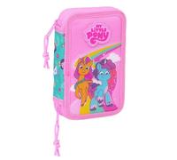 Safta MY Little Pony Magic - Estuche Escolar Niño, Estuche con Colores, con 28 Útiles Incluidos, Ideal para Niños de 5 a 14 Años, Cómodo y Versátil, 12.5x4x19.5 cm, Color Rosa/Turquesa