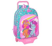 Safta MY LITTLE PONY MAGIC - Mochila Escolar Grande con Carro, Mochila Niño, Mochila Infantil, Adaptable a Carro, Ideal para Niños en Edad Escolar, Cómoda y Versátil, 33x15x42 cm, Color Rosa/turquesa