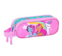 Safta MY Little Pony Magic - Portatodo Doble Niño, Estuche Infantil, Estuche Niño, Ideal para Niños en Edad Escolar, Cómodo y Versátil, Calidad y Resistencia, 21x6x8 cm, Color Rosa/Turquesa