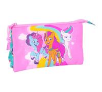 Safta MY Little Pony Magic - Portatodo Triple, Estuche Infantil, Estuche Niño, Ideal para Niños en Edad Escolar, Cómodo y Versátil, Calidad y Resistencia, 22x3x12 cm, Color Rosa/Turquesa