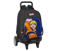 Safta NARUTO NINJA - Mochila Grande con Ruedas, Compact Evolución, Extraíble, Ideal para Niños de Diferentes Edades, Cómoda y Versátil, Calidad y Resistencia, 33x22x45 cm, Color Negro/azul