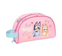 SAFTA | Neceser Adaptable a Carro Bluey Dance, Organizador Escolar Infantil con Asa Lateral, Bolsillo Interior con Cremallera, Apertura Superior, Bolsa de Aseo Escolar, Medidas 26x9x16 cm