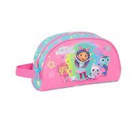 SAFTA | Neceser Adaptable a Carro Gabby’s Dollhouse Confetti, Organizador Escolar Infantil con Asa Lateral, Bolsillo Interior con Cremallera, Bolsa de Aseo Escolar, Medidas 26x9x16 cm
