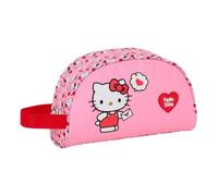 SAFTA | Neceser Adaptable a Carro Hello Kitty, Organizador Escolar Infantil con Asa Lateral, Bolsillo Interior con Cremallera, Apertura Superior, Bolsa de Aseo Escolar, Medidas 26x9x16 cm
