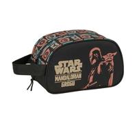 SAFTA | Neceser Adaptable a Carro Mandalorian & Grogu, Organizador Escolar con Asa Lateral, Compartimento con Cremallera, Bolsa de Aseo Escolar, Medidas 26x12x15 cm