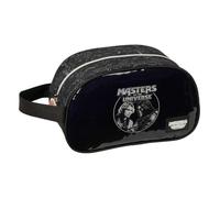 SAFTA | Neceser Adaptable a Carro Masters of The Universe, Organizador Escolar con Asa Lateral, Compartimento con Cremallera, Diseño Negro con Logo Frontal, Bolsa de Aseo Escolar, Medidas 26x12x15 cm