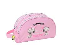 SAFTA | Neceser Adaptable a Carro Snoopy Sweet But Salty, Organizador Escolar Infantil con Asa Lateral, Bolsillo Interior con Cremallera, Bolsa de Aseo Escolar, Medidas 26x9x16 cm