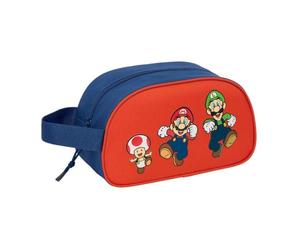 SAFTA | Neceser Adaptable a Carro Super Mario Mamma MIA, Neceser Escolar Infantil con Asa Lateral, Compartimento con Cremallera, Bolsa de Aseo Escolar, Medidas 26x12x15 cm