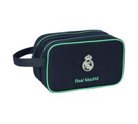 SAFTA | Neceser Doble Real Madrid 2ª Equipación 25/26 Adaptable a Carro, 2 Compartimentos Separados con Cremallera, Asa Lateral de Mano, Bolsa de Aseo Escolar, Medidas 26x12,5x15 cm