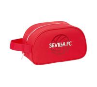 SAFTA | Neceser Escolar Sevilla FC Adaptable a Carro, 1 Asa Lateral de Mano, Compartimento con Cremallera, Color Rojo con Escudo y Logo, Bolsa de Aseo Escolar, Medidas 26x12x15 cm
