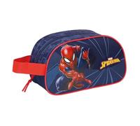 SAFTA | Neceser Escolar Spider-Man Adaptable a Carro, con Asa Lateral de Mano, Compartimento con Cremallera, Bolsa de Aseo Escolar, Medidas 26x12x15 cm