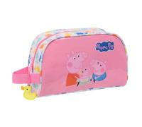 SAFTA | Neceser Infantil Adaptable a Carro Peppa Pig Baby Pig, Organizador Escolar con Asa Lateral, Bolsillo Interior con Cremallera, Compartimento Principal, Bolsa de Aseo Escolar, Medidas 26x9x16 cm