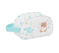SAFTA | Neceser Infantil Real Madrid Preescolar Blanca Adaptable a Carro (Sin Carro), 1 Asa Lateral, Compartimento con Cremallera, Bolsa de Aseo Escolar, Medidas 26x12x15 cm