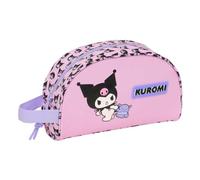 SAFTA | Neceser Kuromi Adaptable a Carro, Organizador Escolar con Asa Lateral, Compartimento Principal con Cremallera y Bolsillo Interior con Cremallera, Bolsa de Aseo Escolar, Medidas 26x9x16 cm