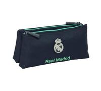 SAFTA | Neceser Pequeño Doble Real Madrid 2ª Equipación 25/26, Portatodo Escolar con Dos Compartimentos y Cremallera, Bolsa de Aseo Escolar, Medidas 22x8x10 cm