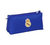 SAFTA | Neceser Pequeño Doble Real Madrid, Organizador Escolar con Dos Compartimentos y Cremallera, Portatodo de Aseo para Vuelta al Cole, Resistente, Bolsa de Aseo Escolar, Medidas 22x8x10 cm