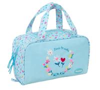 Safta - Neceser Rectangular Blackfit8 Pétalos, Organizador Interior con Bolsillo con Cremallera, Compartimento Forrado Gran Formato, Doble Tirador, Bolsa de Aseo Escolar, Medidas 31x14x19 cm