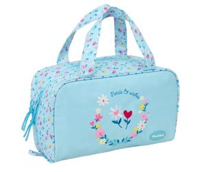 SAFTA | Neceser Rectangular Blackfit8 Pétalos, Organizador Interior con Bolsillo con Cremallera, Compartimento Forrado Gran Formato, Doble Tirador, Bolsa de Aseo Escolar, Medidas 31x14x19 cm