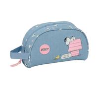 SAFTA | Neceser Snoopy Adaptable a Carro Portamochilas, Organizador Escolar con Asa Lateral, Bolsa de Aseo Escolar, Medidas 26x9x16 cm