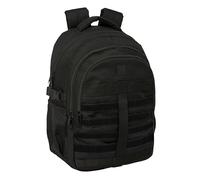 Safta NEGRO - Mochila Cross Doble, para Uso Diario, Ideal para Niños de Diferentes Edades, Cómoda y Versátil, Calidad y Resistencia, 34x15x46 cm