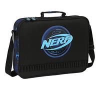 Safta M385b, NERF Boost-Cartera Extraescolares, Maletín Portatodo, Bandolera, Cómoda y Versátil, Calidad y Resistencia, 38x6x28 cm, Color Negro Unisex niños, Estándar