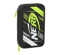 Safta NERF Get Ready - Estuche Escolar Niño, Estuche con Colores, con 28 Útiles Incluidos, Ideal para Niños de 5 a 14 Años, Cómodo y Versátil, Calidad y Resistencia, 12.5x4x19.5 cm, Color Negro
