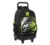 Safta NERF GET READY - Mochila Grande con Ruedas, Compacta, Extraíble, Ideal para Niños de Diferentes Edades, Cómoda y Versátil, Calidad y Resistencia, 33x22x45 cm, Color Negro
