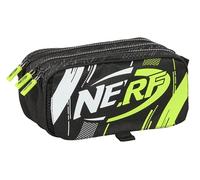Safta NERF GET READY - Portatodo Triple Big, Estuche Infantil, Estuche Niño, Ideal para Niños en Edad Escolar, Cómodo y Versátil, Calidad y Resistencia, 21.5x8x10 cm, Color Negro