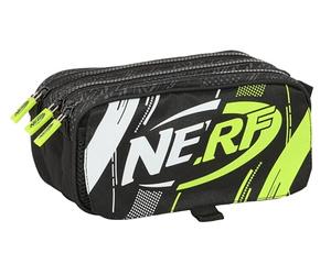Safta NERF GET READY - Portatodo Triple Big, Estuche Infantil, Estuche Niño, Ideal para Niños en Edad Escolar, Cómodo y Versátil, Calidad y Resistencia, 21.5x8x10 cm, Color Negro