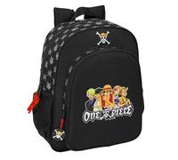 Safta ONE PIECE - Mochila Escolar Niño, Mochila Infantil, Adaptable a Carro, Ideal para Niños en Edad Escolar, Cómoda y Versátil, Calidad y Resistencia, 32x12x38 cm, Color Negro