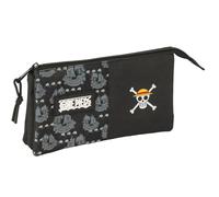 Safta One Piece Pirates - Portatodo Triple, Estuche Infantil, Estuche Niño, Ideal para Niños en Edad Escolar, Cómodo y Versátil, Calidad y Resistencia, 22x3x12 cm