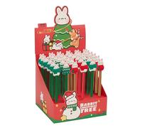 Safta OSITO ROJO FELICES FIESTAS - Display de 36 Bolígrafos, Material Escolar, Estuche Niño, Ideal para Niños, Cómodo y Versátil, Calidad y Resistencia, 18.5x17.4x18 cm