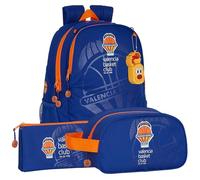 Safta | Pack 3 Piezas VALENCIA BASKET Mochila, Estuche y Neceser VALENCIA - Mochila, Estuche y Neceser Diseño Único y Licencia Oficial VALENCIA
